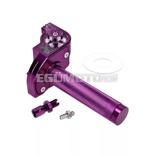 101 Octane rövid löketű gázmarkolat, lila, CNC, 22 mm-es kormányhoz, robogó, moped