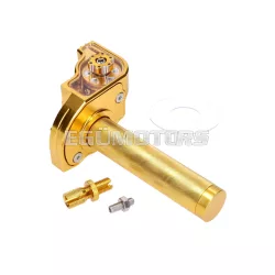   101 Octane rövid löketű gázmarkolat, sárga, CNC, 22 mm-es kormányhoz, robogó, moped