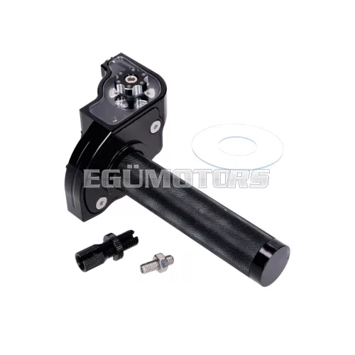 101 Octane rövid löketű gázmarkolat, fekete, CNC, 22 mm-es kormányhoz, robogó, moped
