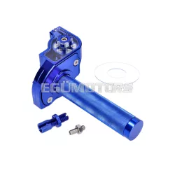   101 Octane rövid löketű gázmarkolat, kék, CNC, 22 mm-es kormányhoz, robogó, moped