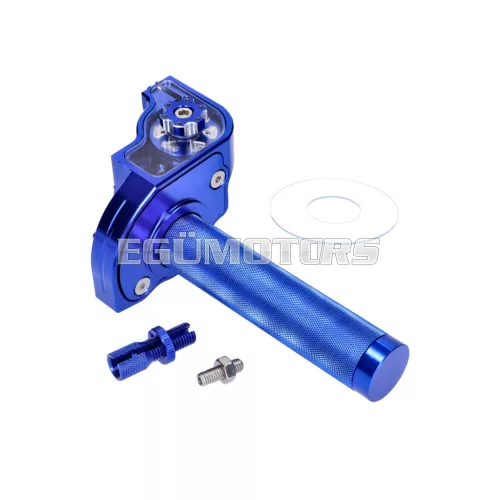 101 Octane rövid löketű gázmarkolat, kék, CNC, 22 mm-es kormányhoz, robogó, moped
