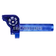 101 Octane rövid löketű gázmarkolat, kék, CNC, 22 mm-es kormányhoz, robogó, moped
