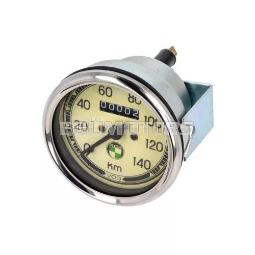 Kilométeróra 140 km/h, kerek, 80 mm, Puch logóval, Puch Monza, MS, MV