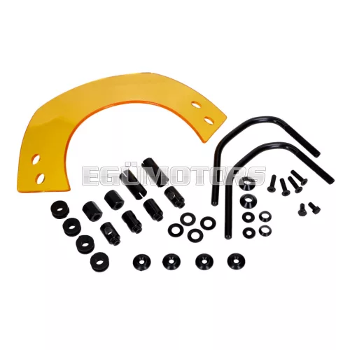 101 Octane szélvédő rövid, sárga sötétített, konzollal, Vespa Primavera 50, 125, 150