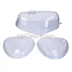   B-minőségű üzemanyagtartály és oldalburkolat készlet, fehér, Simson S50, S51, S70