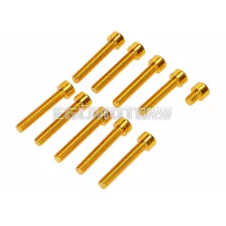   Csavarkészlet M6, arany eloxált, motorfedélhez, Simson S50, S51, S70, S53, S83 Enduro