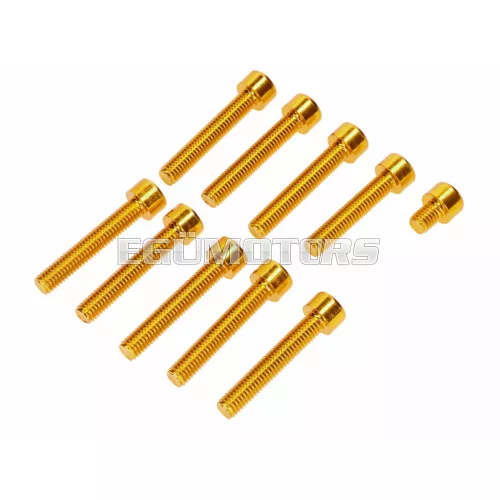 Csavarkészlet M6, arany eloxált, motorfedélhez, Simson S50, S51, S70, S53, S83 Enduro