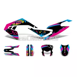   Matrica készlet fekete-rózsaszín-kék, fényes, Aprilia RX50 (2018-tól) Euro4