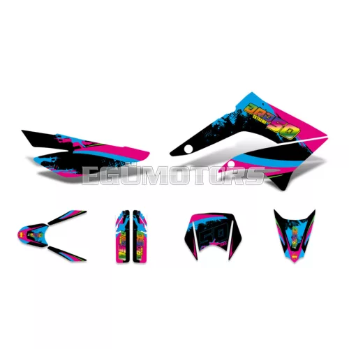 Matrica készlet fekete-rózsaszín-kék, fényes, Derbi Senda DRD (2011-2017)