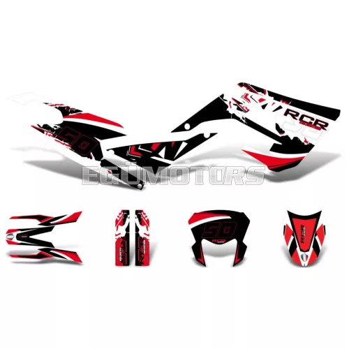 Matrica készlet fekete-fehér-piros, fényes, Gilera RCR 50 (2018-2020) E4 (D50B) ZAPKKA00