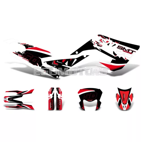 Matrica készlet fekete-fehér-piros, fényes, Gilera SMT 50 (2018-tól)