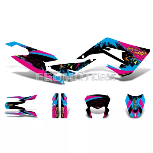 Matrica készlet fekete-rózsaszín-kék, matt, Gilera RCR 50 (2018-2020) E4 (D50B) ZAPKKA00