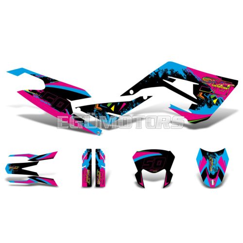 decal set black-pink-blue glossy for Gilera SMT 50 2018-