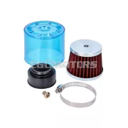 101 Octane légszűrő Air-System fémhálós szűrő, 38mm, egyenes kivitel, kék burkolat