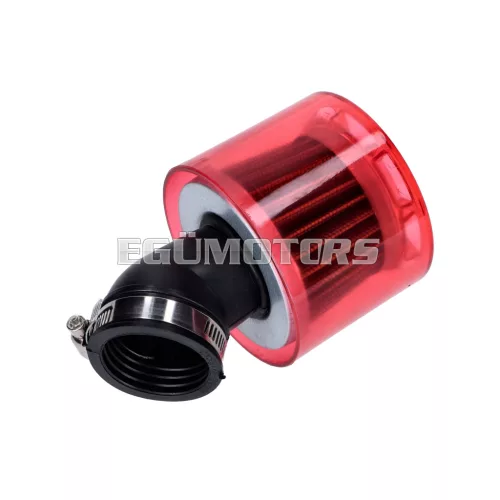 101 Octane légszűrő Air-System fémhálós, 35 mm, 45° karburátor csatlakozás, piros burkolat