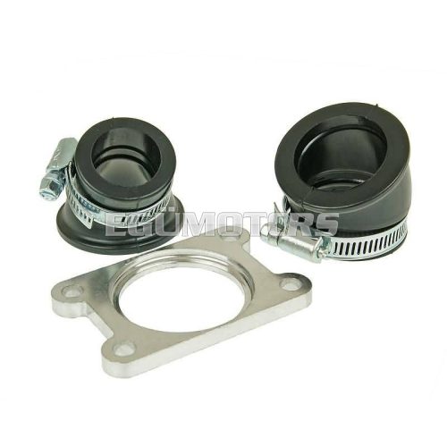 101 Octane Verseny szívócső két adapterrel, 24 mm és 32 mm karburátor csatlakozással, Minarelli AM, Generic, KSR-Moto, Keeway, Motobi, Ride, CPI, 1E40MA, 1E40MB