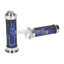 handlebar rubber grip set Custom Flame blue