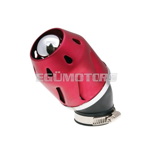 101 Octane Légszűrő Grenade, piros, hajlított kivitel, 42 mm karburátorcsatlakozáshoz