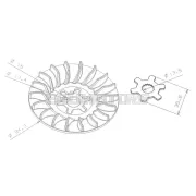 101 Octane fél szíjtárcsa csillag alátéttel, Minarelli