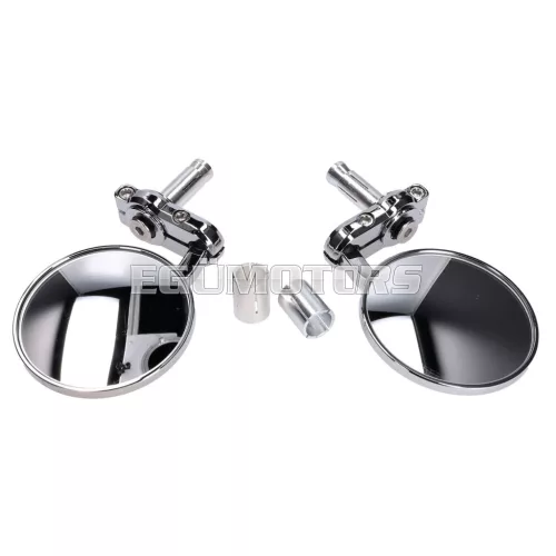 101 Octane kormányvég tükör készlet CNC, krómozott, kerek