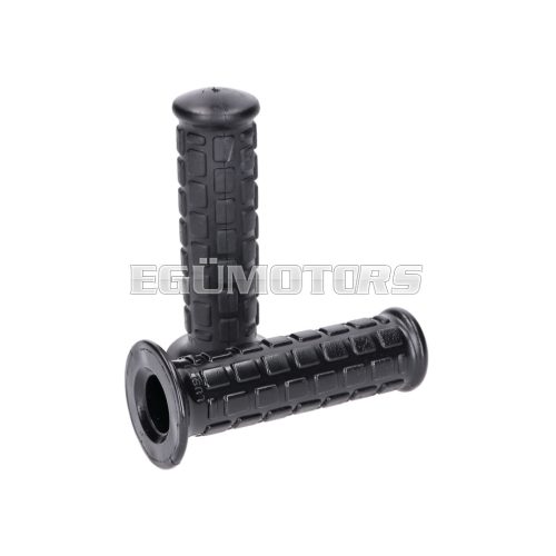 handlebar rubber grip set short, block design black for automatic moped (22, 24mm)