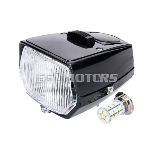 Fényszóró négyzet alakú, fekete, LED, kapcsolóval, Puch Maxi