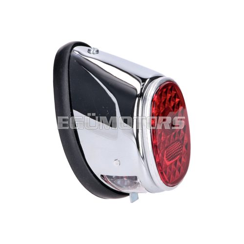 tail light assy moped oval chromed universal for Puch MS, MV, Maxi, Kreidler, Zündapp