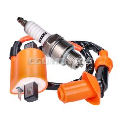   ignition upgrade kit Naraku High Output 1-pin ignition coil and spark plug iridium short thread for Minarelli 2-stroke horizontal, upright AC, LC