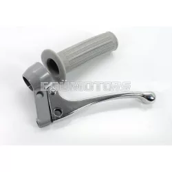   Markolat szerelvény alumínium 22mm szürke bordázott gumimarkolattal, 105mm, Zündapp, Kreidler, Hercules, Puch, DKW, KTM, moped, mokick