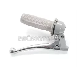   Gázmarkolat szerelvény szürke alumínium 22mm, 105mm, 28mm, Zündapp, Kreidler, Hercules, Puch, DKW, KTM, moped, mokick