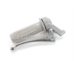   Gázmarkolat szerelvény alumínium szürke 22mm, 105mm, 26mm, Zündapp, Kreidler, Hercules, Puch, DKW, KTM, moped, mokick