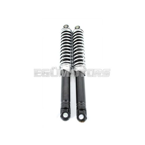 Shock absorber set 300mm adjustable black/silver 10mm/8mm for Zündapp, Kreidler, Hercules, Puch, moped, mokick, moped