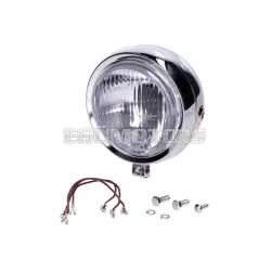   Fényszóró betét krómozott, kerek, 6V, 15W, 130mm, moped, mokick
