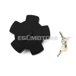   Tanksapka zárható, 40mm, fekete, 2 kulccsal, Zündapp GTS 50, KS 80, K CS, CX, Hai, C 50 Sport, Sport Combinette, Moped, Mokick, Kreidler Florett RS, RM, RMC, LF, LH, Eiertank, TM, Super 4, Hercules K, MK, KX, Ultra, Puch Monza, Imola, Mokick