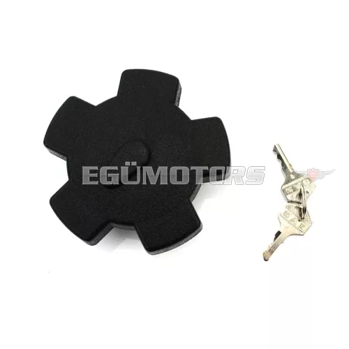 Tanksapka zárható, 40mm, fekete, 2 kulccsal, Zündapp GTS 50, KS 80, K CS, CX, Hai, C 50 Sport, Sport Combinette, Moped, Mokick, Kreidler Florett RS, RM, RMC, LF, LH, Eiertank, TM, Super 4, Hercules K, MK, KX, Ultra, Puch Monza, Imola, Mokick