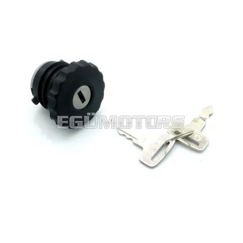 Tanksapka zárható, 30mm, fekete, 2 kulccsal, Peugeot 101, 102, 103, 104, Hercules Saxonette