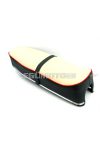 Seat imitation leather 600x230x100mm black/white for Kreidler, Florett egg tank