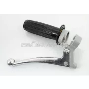 Gázmarkolat szerelvény alumínium, szürke, polírozott fékkarral, fekete markolattal, Hercules, Zündapp, Kreidler, Puch, DKW, KTM, Rixe