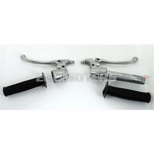 Throttle and clutch lever set with rubber grips for Zündapp, Hercules