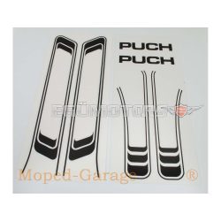   Sticker set PVC black transparent 6-piece for Puch, Maxi, moped, moped, mokick