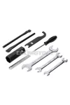 Beépített szerszámkészlet, 2 gumileszedő, 0.40mm hézagmérő, villáskulcsok 8/9mm, 10/13mm, 17/19mm, Zündapp, Kreidler, Hercules Prima M MK K KX, Simson, Puch Puch, Miele, DKW, KTM, Rixe, Sachs, Piaggio Ciao