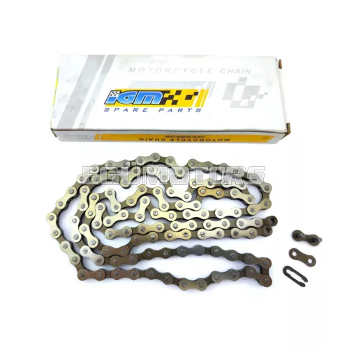 Lánc IGM, acél, 112 szemes, 1/2 x 1/8, Piaggio Ciao, Citta, Si, Puch Maxi, Zündapp automata moped, Hercules, KTM, DKW, Kreidler