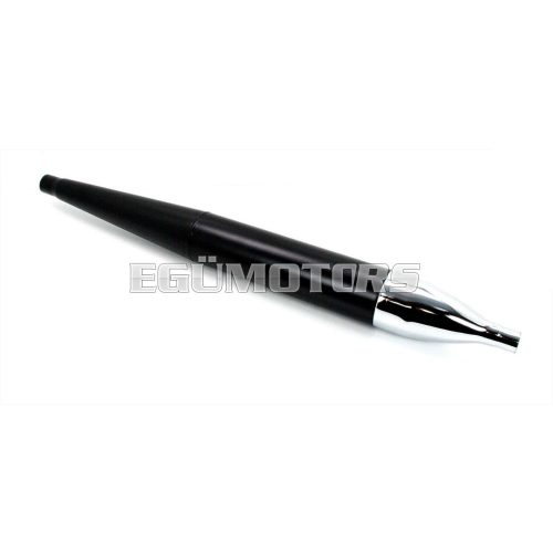 Exhaust cigar shape matt black chrome end cap 28mm 700mm for Zündapp GTS, KS, Hercules K MK, Kreidler Florett, Puch, Miele, DKW, Rixe Göricke, Griztner, KTM, Horex