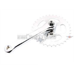 Pedal crank right with silver sprocket for Velo Solex