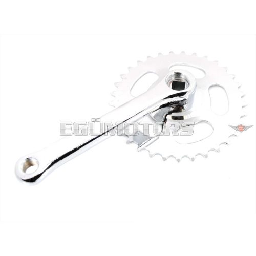 Pedal crank right with silver sprocket for Velo Solex