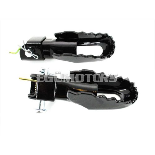 Footrest set black with retaining bolt spring locking pin for Yamaha, DT 50, 80, MX
