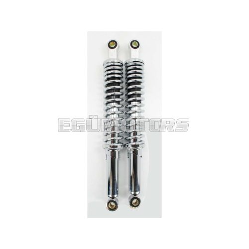 Shock absorber chrome 395mm hydraulic 5-way adjustable 10mm/12mm bushes for Zündapp, Hercules, Kreidler, Puch, moped, moped, mokick