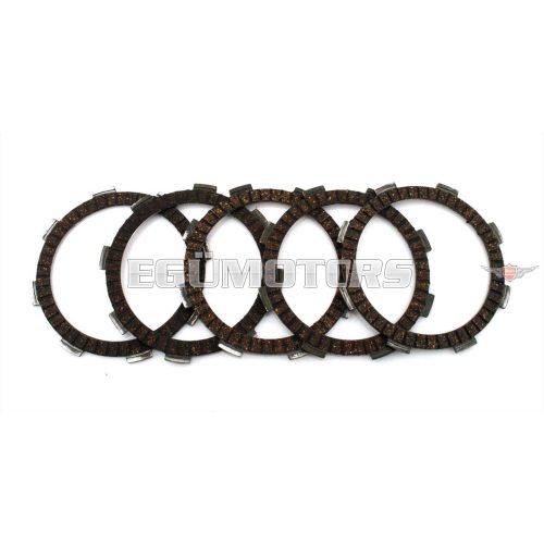 Clutch plates friction lining metal carrier set of 5 pieces for Honda MT 8, MB MBX 80, MTX 80 R, NSR, TRX 90