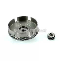   Kuplungkosár acél, ferde fogazású főtengely-hajtóművel, Zündapp C 50 Sport, Super, CS 25, 50, CX Hai GTS KS Super Cross, WC, R Roller, RS Star 1, Combinette, Sport X ZX ZD 20 40 ZE 40, ZL ZS 25