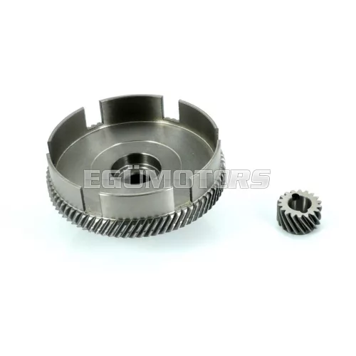 Kuplungkosár acél, ferde fogazású főtengely-hajtóművel, Zündapp C 50 Sport, Super, CS 25, 50, CX Hai GTS KS Super Cross, WC, R Roller, RS Star 1, Combinette, Sport X ZX ZD 20 40 ZE 40, ZL ZS 25